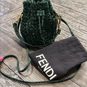 Fendi Green Woven Women's Drawstring Bag